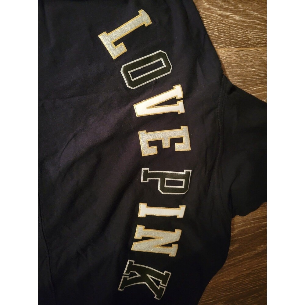 VS PINK Hooded Varsity tee black shine xl